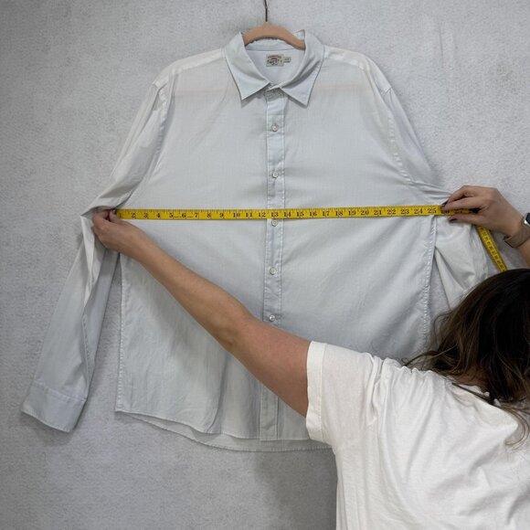 Faherty Shirt Mens Extra Large Light Gray Button Front Long Sleeve Collared - Picture 3 of 8